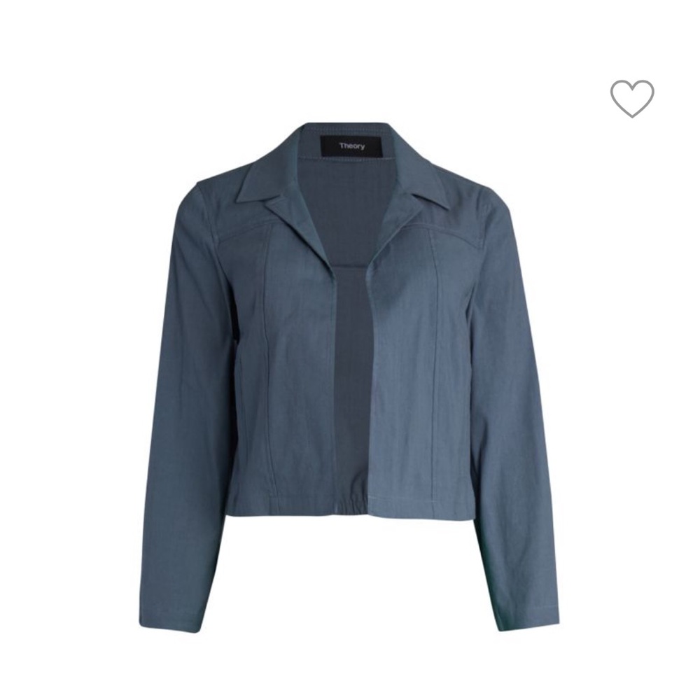 theory light blue/gray shrunken linen jacket size small